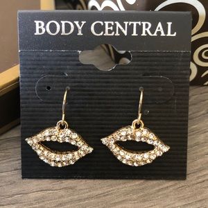 Hot Lips Gold Tone Earrings